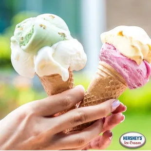 two ice cream cones
