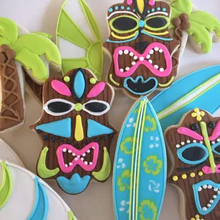 a variety of decorated cookies