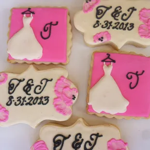 wedding dress cookies decorated with royal icing