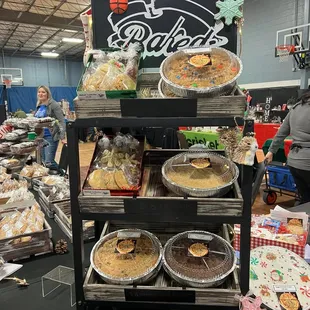 a display of baked goods