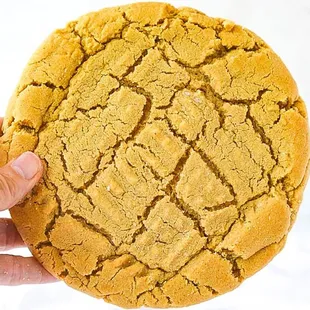 a hand holding a cookie