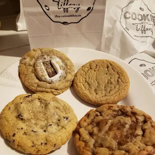 S&apos;mores, Maple Doodle, Toffee, and Chocolate Chip cookies