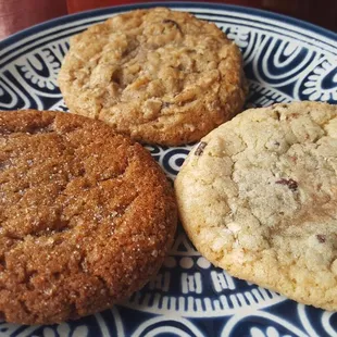 Molasses, Oatmeal Raisin, Chocolate Chip ($3 each, 2/18/22)