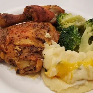 When Cort catered for us we got chicken, mashed potatoes, and broccoli. It was amazing.