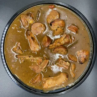 a bowl of chicken stew