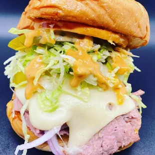 a meat and cheese sandwich