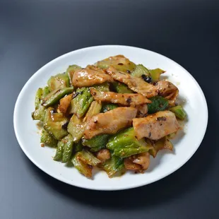 sautéed pork cheek w/ bitter melon