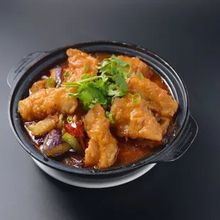 braised eggplant &amp; fish filet