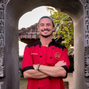 Chef Steven Ferneding  On location, Bali Indonesia  Filming "Trading Dishes"