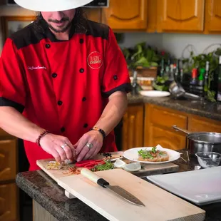 Chef Steven Ferneding preparing Lobster Crostini for ABC's Afternoon LIVE show