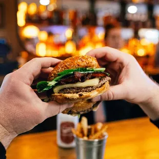 Bacon Burger *(Aged White Cheddar, Black Pepper Bacon, Baby Romaine)