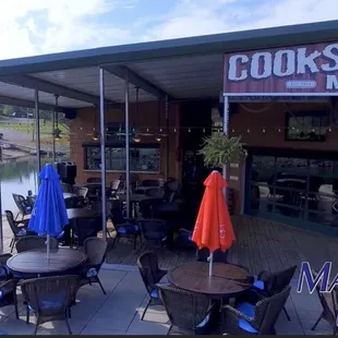 tables and umbrellas