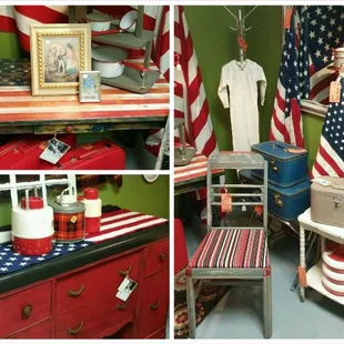 The booths and decor often change with the seasons at Cool and Collected.  Here is some Americana to celebrate the 4th of July.