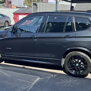 Exterior upon completion.  Black sapphire metallic