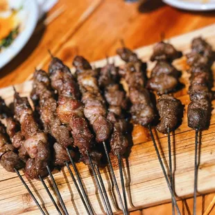 skewers on a cutting board