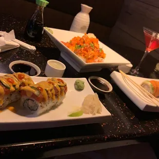 Dragon Roll, Dirty Old Man and First Love...   TY-KU Silver, Pama Martini (Yummy yummy very good).