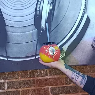 a man holding a frisbee