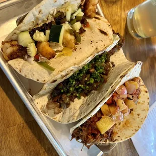 Taco flight, pulled pork is the best