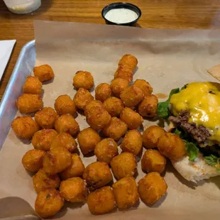 Aristocrat burger and sweet potato tots