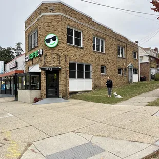 a brick building on a corner