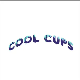 the word cool cups on a white background