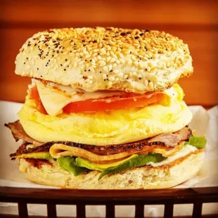 a breakfast sandwich on a plate