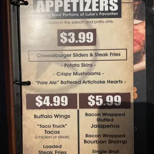 Happy Hour Menu
