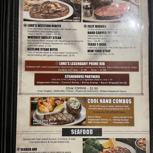 Dinner menu as of 11/18/2021