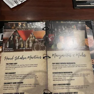 Cocktail menu as of 11/17/2021