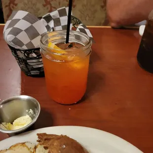 drink, pancakes
