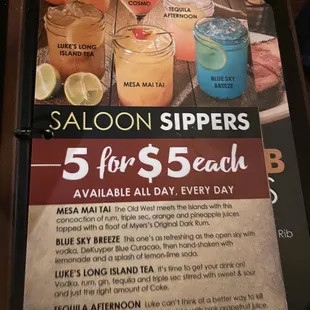 $5 Saloon Sippers