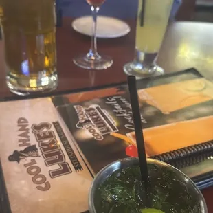 Moscow mule and sage brush mojito on right
