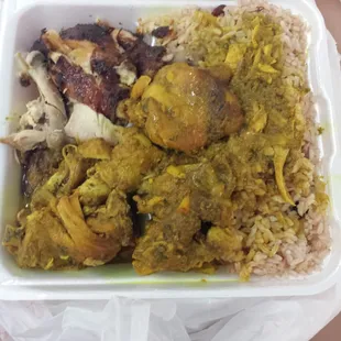 Large jerk and curry chicken