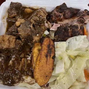 Jerk and Oxtail combo