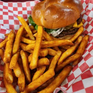 Burger and fries