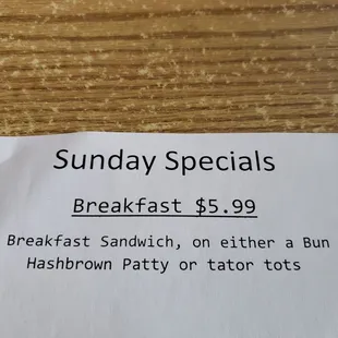 a breakfast menu