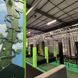 Climbing walls and ninja course