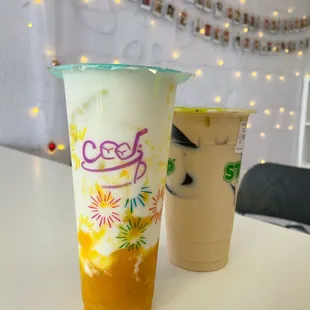 Mango Latte and Roasted Milk Tea Grass Jelly