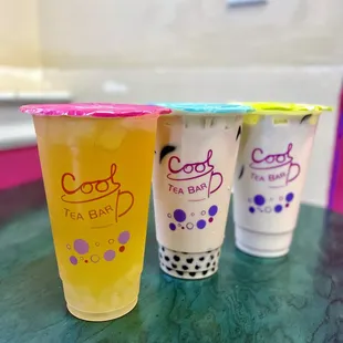 Kumquat, Regular, and Jasmine Milk Tea