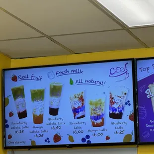 Menu 2 of 3 as of 07/26/24 - Fresh Milk Series (only one size drink cup for this series)