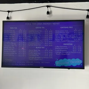 Menu as of July 2024
