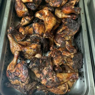 This is no oven baked jerk chicken this is the real deal straight off the grill ....one their top selling menu items