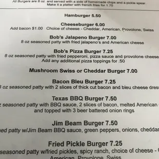 loved the selection of burgers!!  Texas BBQ was so delicious