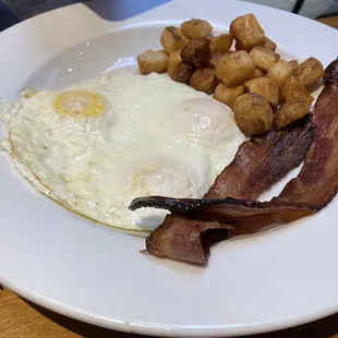 3 eggs, bacon, home fries.