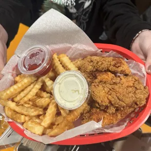 Chicken strips and fries