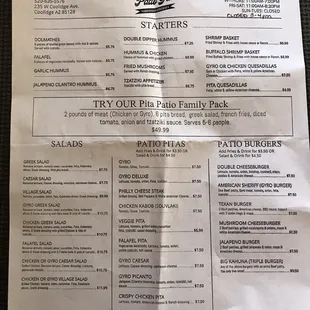 1st page of paper menu for details &amp; prices 3-27-2021