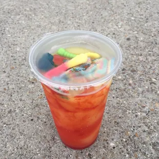 Chamoy margarita with lots of yummy candy