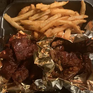 Honey BBQ &amp; Teriyaki "Boneless Wings", which turned out to be sliced strips