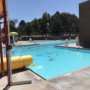 Large pool with a water slide.