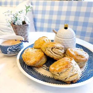 a plate of biscuits and a cup of tea